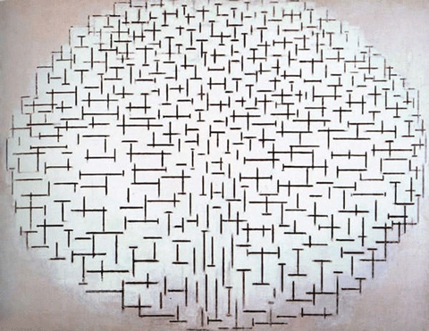 reproductie Compositie 10 van Piet Mondriaan